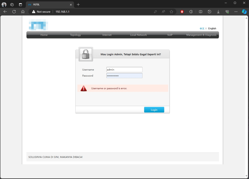 Cara Mengatasi Tidak Bisa Login IndiHome ZTE atau&nbsp;Huawei